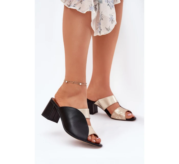 Kožené Dámské Klapky Na Podpatku model 21697462 - Maciejka Kožené Dámské Klapky Na Podpatku model 21697462 - Maciejka