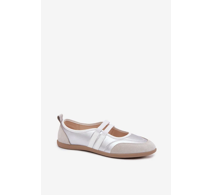 Sportové baleríny s elastickými pásky stříbrné Donatella