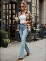 Jeansy damskie z wysokim stanem niebieskie model 22110001 - FashionStreet