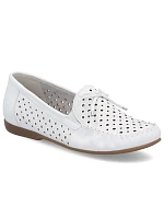 Dámské kožené prolamované mokasíny model 22063273 lehké pohodlné bílé barvy - Rieker