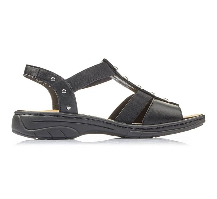 Černé kožené sandály W model 22050404 Rieker - Inny Černé kožené sandály W model 22050404 Rieker - Inny