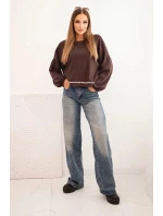 Dámská mikina s ozdobným model 21336088 dole hnědá - K-Fashion