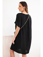 Dámské šaty s krátkým rukávem a kabelkou na řetízku černá Dámské šaty s krátkým rukávem a kabelkou na řetízku černá