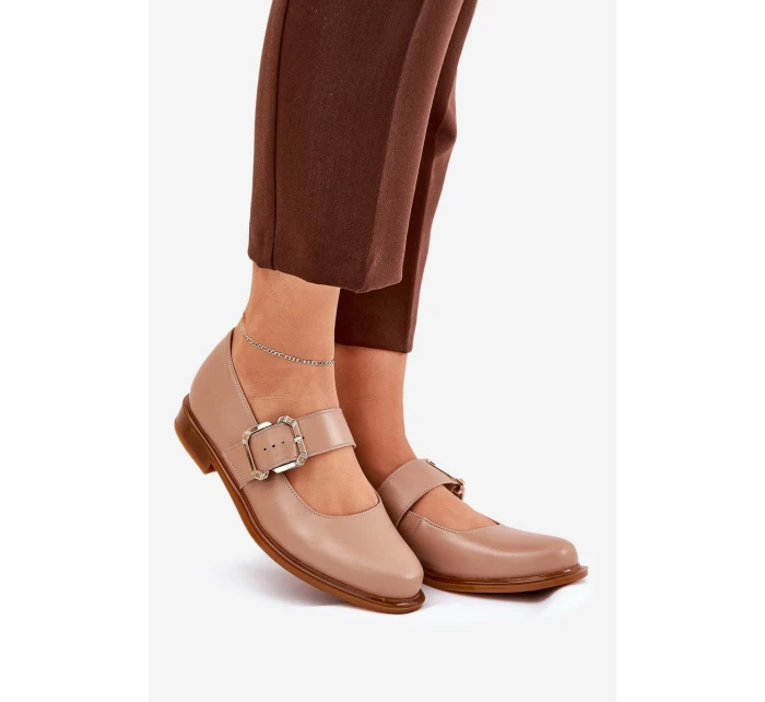 Kožené Polobotky Dámské S Přezkou Laura Messi 2980 Tmavě Béžové Kožené Polobotky Dámské S Přezkou Laura Messi 2980 Tmavě Béžové