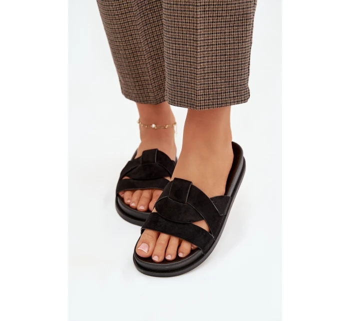 Dámské pantofle Eko semiš s pásky Černé model 21918922 - Boto