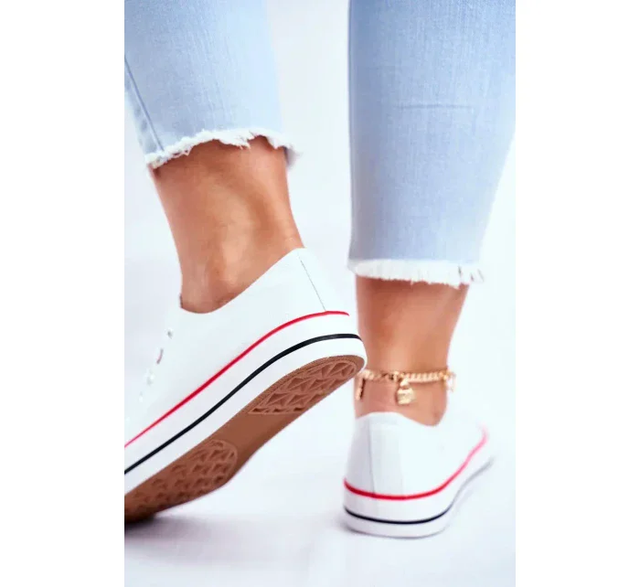 Dámské Klasické Tenisky Bílé S červeným Lemováním Ecoma