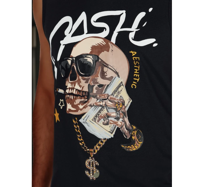 Pánské tričko bez rukávů černé FashionStreet RX5653 Pánské tričko bez rukávů černé FashionStreet RX5653