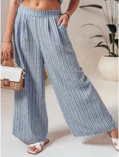 MODERESS dámské pruhované kalhoty s širokými nohavicemi modré FashionStreet UY2696
