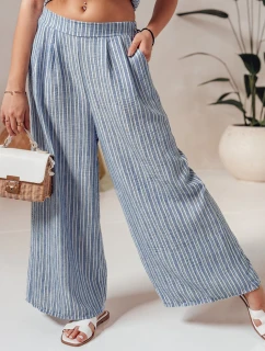 MODERESS dámské pruhované kalhoty s širokými nohavicemi modré FashionStreet UY2696