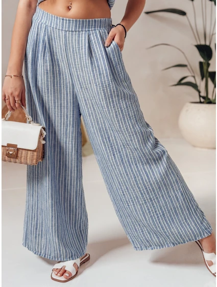 MODERESS dámské pruhované kalhoty s širokými nohavicemi modré FashionStreet UY2696