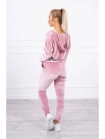 Velurová souprava s kapucí pudrově růžová Velurová souprava s kapucí pudrově růžová