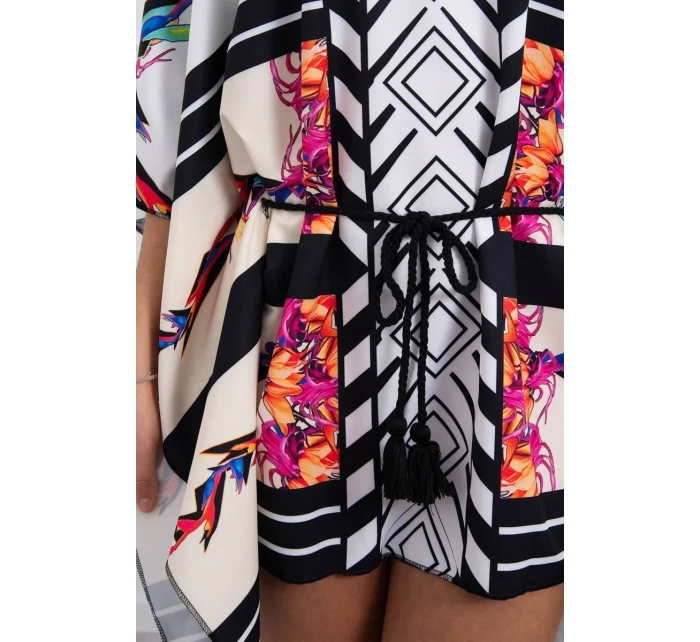 Netopýří šaty s vázáním v pase bílé