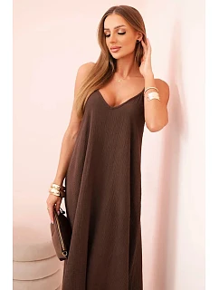 Mušelínové šaty na ramínka hnědá