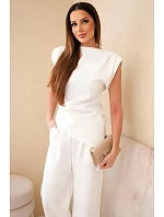 Komplet asymetrická halenka + kalhoty ecru Komplet asymetrická halenka + kalhoty ecru