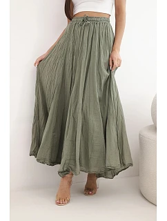 Dámská maxi bavlněná sukně s gumičkou v pase camelová