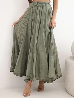 Dámská maxi bavlněná sukně s gumičkou v pase camelová