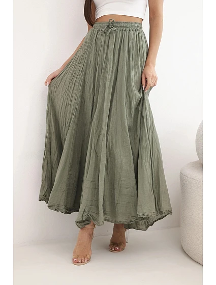 Dámská maxi bavlněná sukně s gumičkou v pase camelová Dámská maxi bavlněná sukně s gumičkou v pase camelová