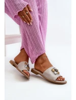 Dámské Sandály S Ozdobami model 21665122 Béžové - S.Barski Dámské Sandály S Ozdobami model 21665122 Béžové - S.Barski