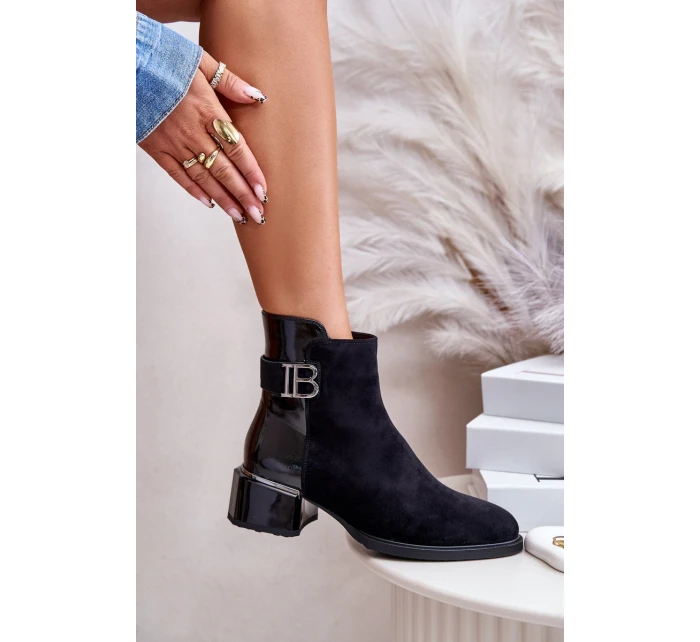 Elegantní Boty Na Podpatku Zateplené MR880-040 Černé