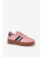 Dámské tenisky na platformě z eko kůže růžové model 21689173 - EVENTO