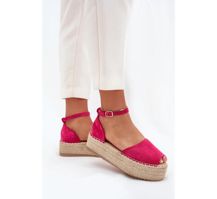 Dámské espadrilky na platformě s pletením fuchsie model 21704459 - Boto Dámské espadrilky na platformě s pletením fuchsie model 21704459 - Boto