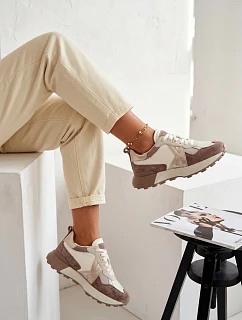 Dámské semišové tenisky Kobbo 66954 béžové