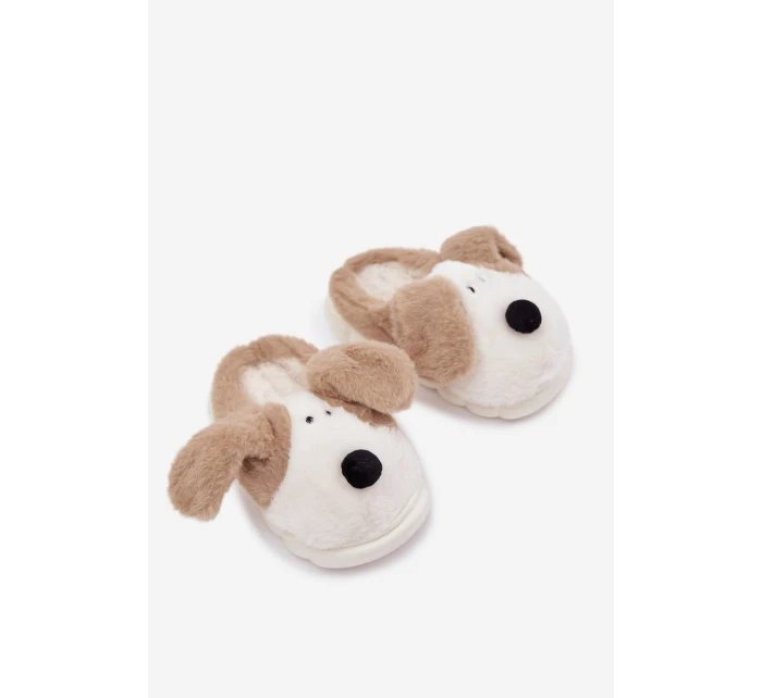 Dětské chlupaté bačkory – béžové se psy Farnise Dětské chlupaté bačkory – béžové se psy Farnise