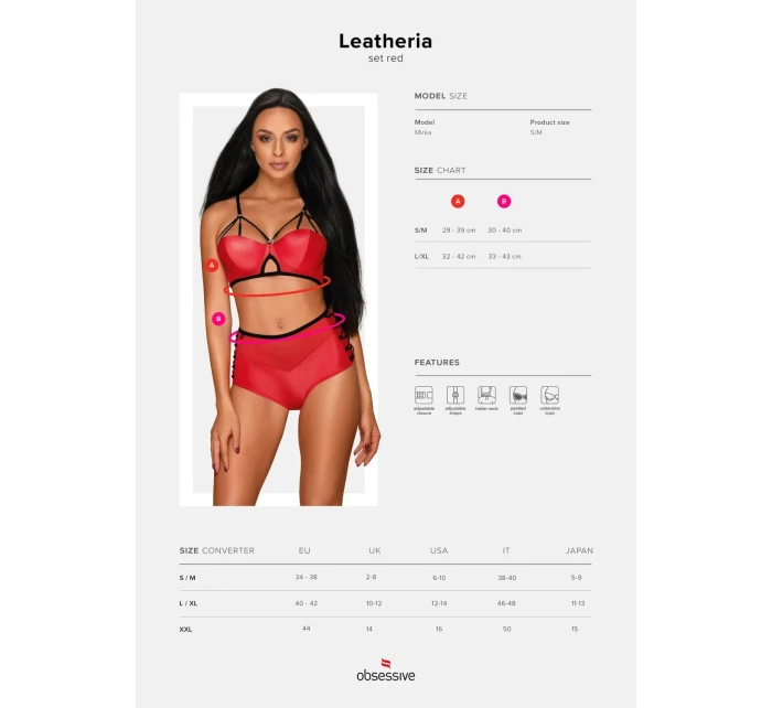 Ohnivý set Leatheria set red - Obsessive