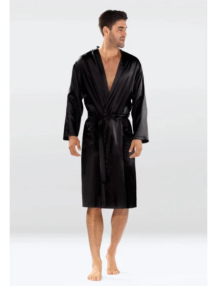 Pánský saténový župan model 21867839 černý - DKaren