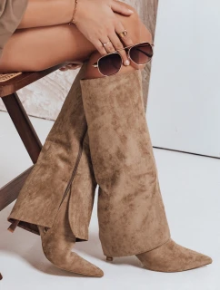 Dámské semišové boty s širokým khaki svrškem Dstreet model 21992291 - FashionStreet