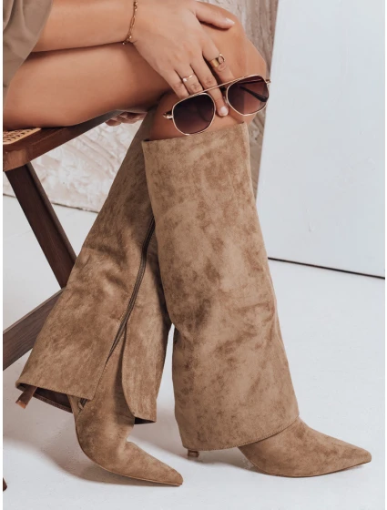 Dámské semišové boty s širokým khaki svrškem Dstreet model 21992291 - FashionStreet