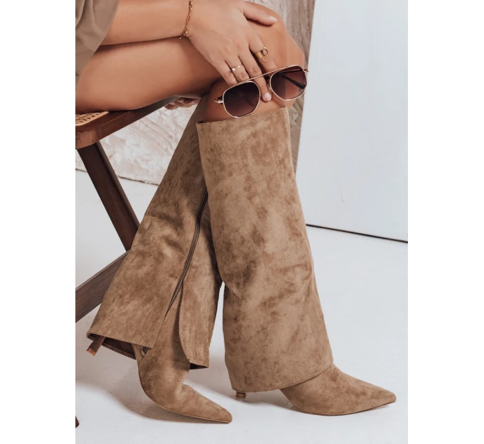 Dámské semišové boty s širokým khaki svrškem Dstreet model 21992291 - FashionStreet