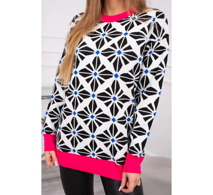 Svetr s geometrickým motivem bílý