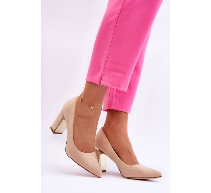 Klasické semiš lodičky Na Ozdobném Podpatku Béžove Elizabeth