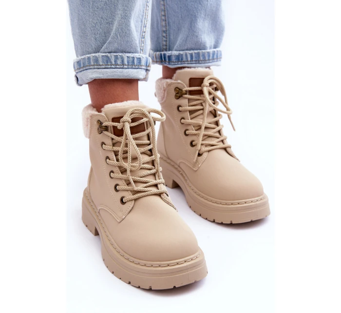 Dámské kožené trapery světle béžové model 21631395 - Boto Dámské kožené trapery světle béžové model 21631395 - Boto