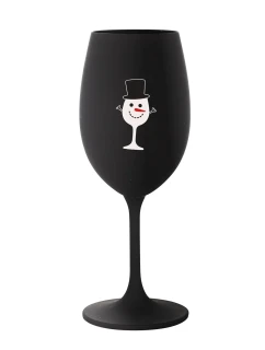 SNĚHULÁČEK - černá sklenice na víno 350 ml