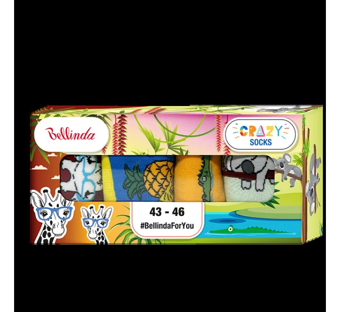 Dárková krabička zábavných crazy ponožek 4 páry CRAZY SOCKS BOX - BELLINDA - světle zelená
