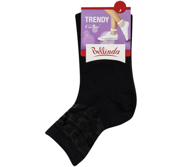 Dámské ponožky s ozdobným lemem TRENDY COTTON SOCKS - BELLINDA - černá