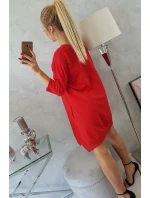 Šaty s potiskem a rozšířenou spodní částí červené Šaty s potiskem a rozšířenou spodní částí červené