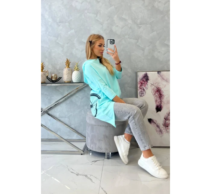 Mikina s potiskem kola mátová