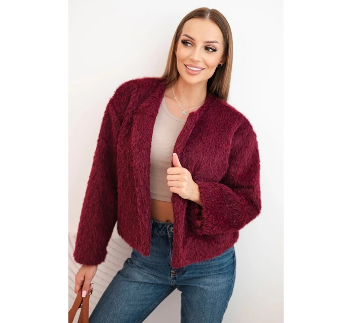 Dámská bunda bez zapínání model 21345073 bordová - K-Fashion