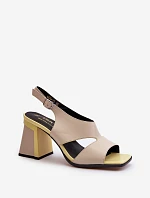 Dámské sandály na podpatku béžové D&A MR38-153