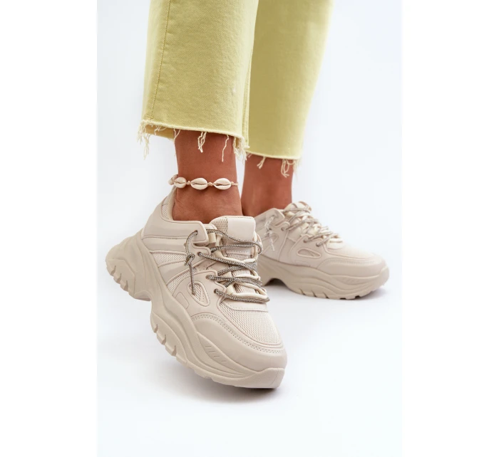 Dámské tenisky na masivní podrážce s ozdobným šněrováním béžové Relissa