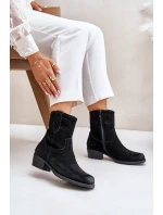 Dámské Zamszové Boty Cowboy Na Nízkém Podpatku Zateplené Sergio Leone BT284-S Černé