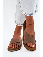 Kožené Semišové Dámské Pantofle model 22120786 Béžové - Maciejka