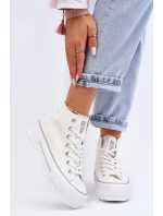 Vysoký Látkové tenisky na platformě Big Star LL274156 Bílá Vysoký Látkové tenisky na platformě Big Star LL274156 Bílá