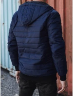 Pánská přechodná prošívaná bunda s kapucí tmavě modrá FashionStreet TX4936