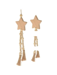 DEKORATIVNÍ PŘÍVĚSEK BOHO EKO PŘÍRODA DŘEVĚNÁ HVĚZDA