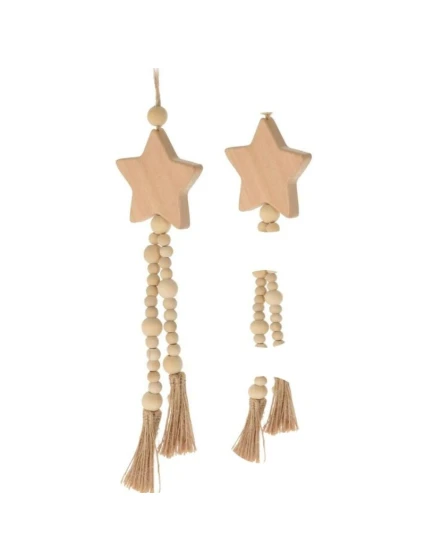 DEKORATIVNÍ PŘÍVĚSEK BOHO EKO PŘÍRODA DŘEVĚNÁ HVĚZDA