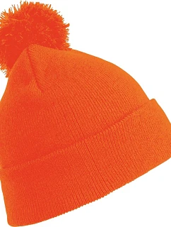 Result Headwear RC 028J Dětská pletená čepice s bambulí 28.028J fluorescent orange